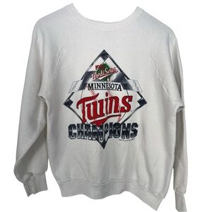 Vintage 1987 Minnesota Twins White World Series Crewneck Sweatshirt Large